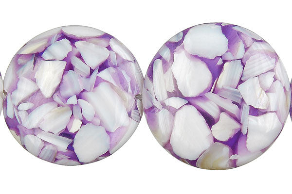 Shell (Purple & White) Coin Beads