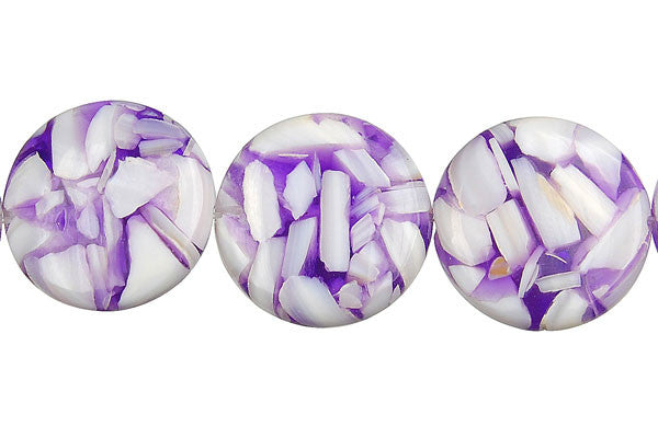Shell (Purple & White) Coin Beads