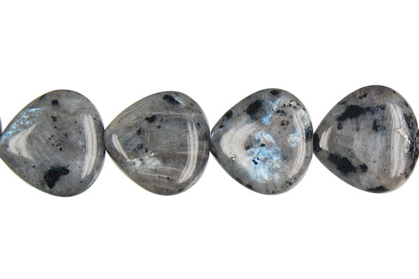 Larvikite Flat Heart Briolette (Vertical Drilled) Beads