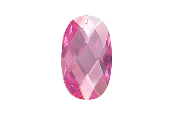 Pendant Cubic Zirconia Faceted Flat Oval (Pink)