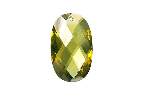 Pendant Cubic Zirconia Faceted Flat Oval (Peridot)
