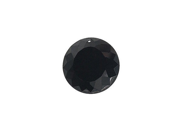 Pendant Cubic Zirconia Faceted Coin (Black)