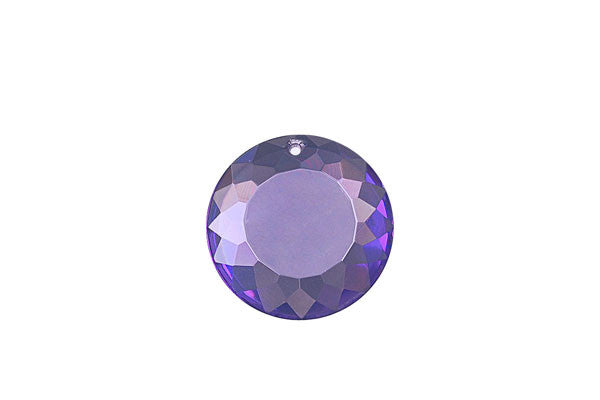 Pendant Cubic Zirconia Faceted Coin (Amethyst)