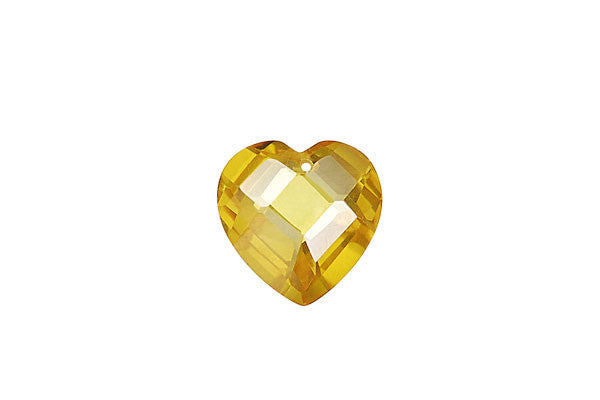 Pendant Cubic Zirconia Faceted Flat Heart (Yellow)