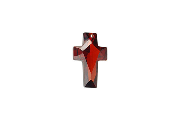 Pendant Cubic Zirconia Faceted Cross (Garnet Red)