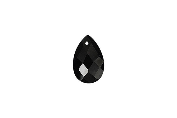 Pendant Cubic Zirconia Faceted Flat Briolette (Black)