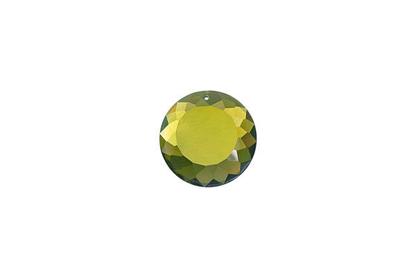 Pendant Cubic Zirconia Faceted Coin (Peridot)