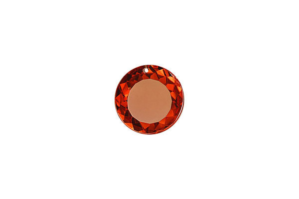 Pendant Cubic Zirconia Faceted Coin (Garnet Red)