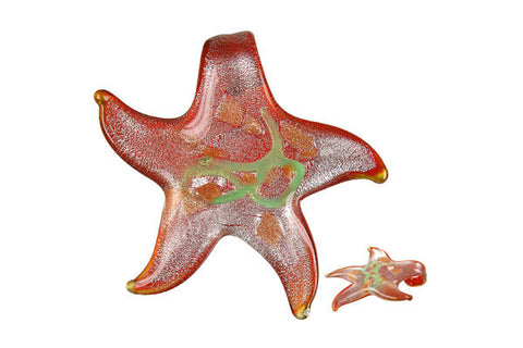 Pendant Murano Foil Glass Star (Red)