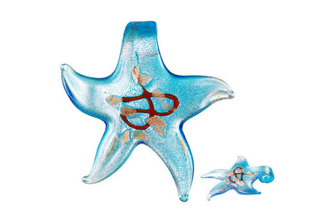 Pendant Murano Foil Glass Star (Light Blue)