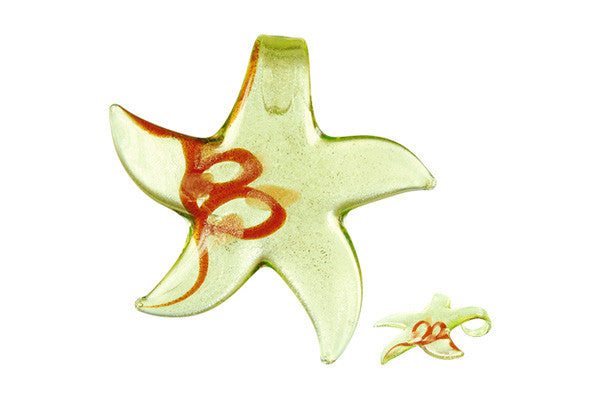 Pendant Murano Foil Glass Star (Green)