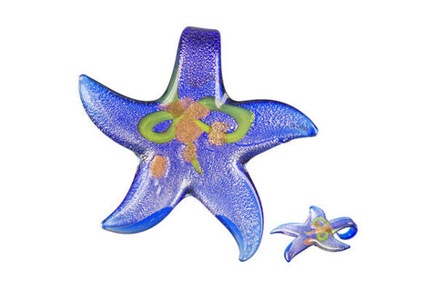 Pendant Murano Foil Glass Star (Blue)