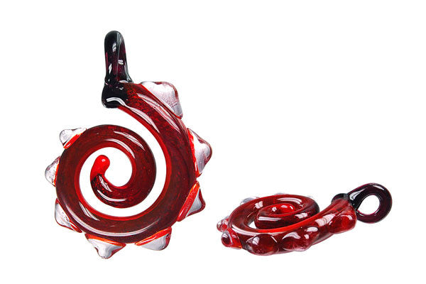 Pendant Murano Foil Glass Dinosaur Tail (Red)