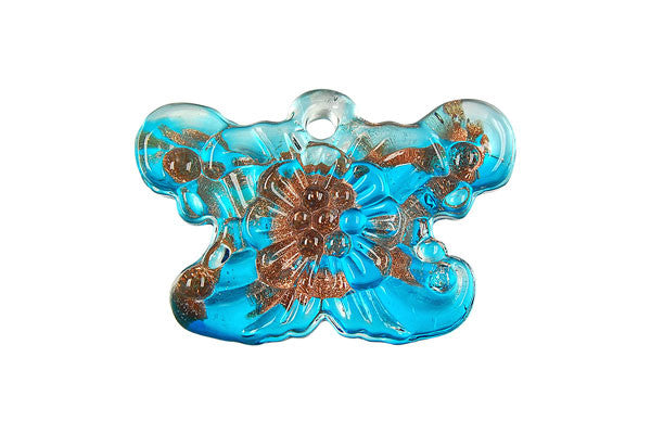 Pendant Murano Foil Glass Butterfly (Blue)