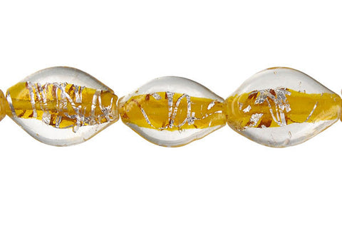 Lines Foil Glass Flat Oval (Yellow)