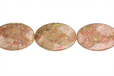 Unakite Faceted Flat Oval Beads