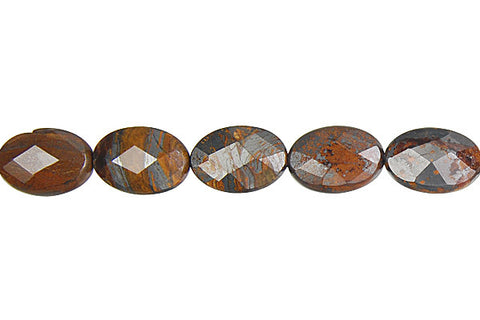 Tiger Iron (AAA) Faceted Flat Oval Beads