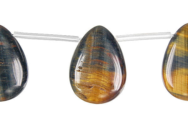 Tiger Eye (Yellow and Blue) Flat Briolette Beads