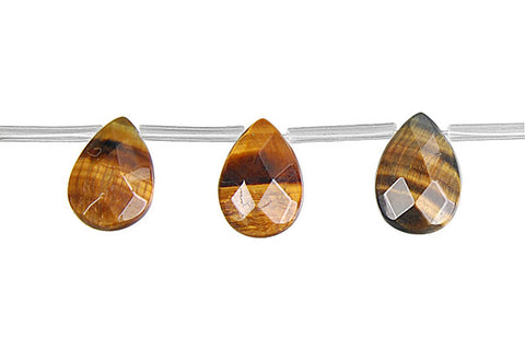 Tiger Eye (Yellow and Blue) Faceted Flat Briolette Beads