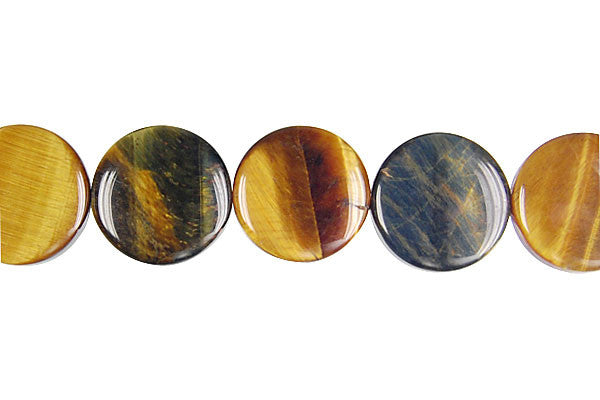 Tiger Eye (Yellow and Blue) Coin Beads
