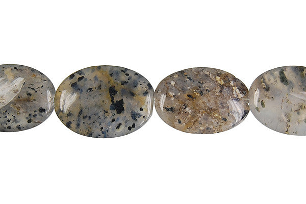 Sesame Rock Crystal Flat Oval Beads