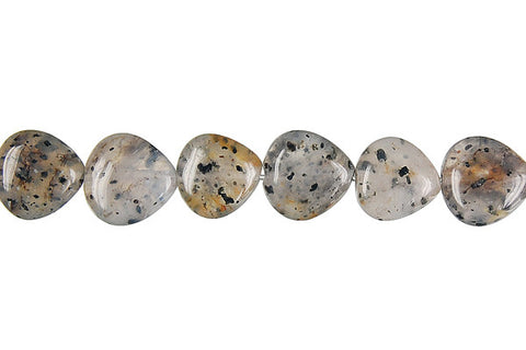 Sesame Rock Crystal Flat Heart Briolette (Vertical Drilled) Beads