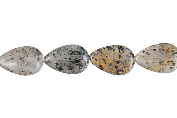 Sesame Rock Crystal Flat Briolette (Vertical Drilled) Beads