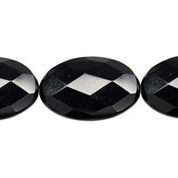 Black Onyx (AAA) Faceted Flat Oval Beads