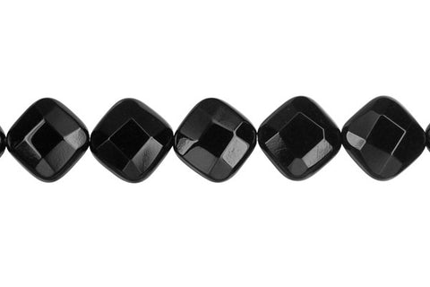 Black Onyx (AAA) Faceted Diamond Square Beads