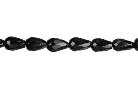 Black Onyx Faceted Briolette (Vertical Drilled) Beads