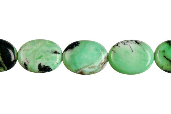 Grass Green Turquoise Flat Oval Beads