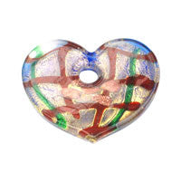Pendant Murano Foil Glass Heart Donut (01)