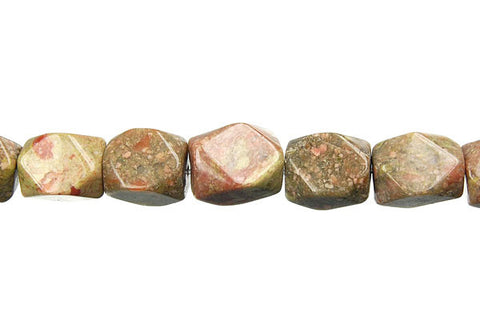 Unakite Faceted Nugget Beads
