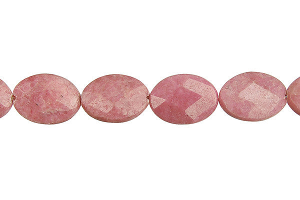 Rhodonite Faceted Flat Oval Beads