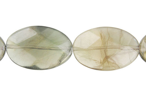 Fluorite (A) Faceted Flat Oval Beads