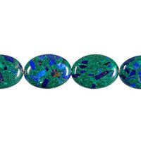 Azurite-Malachite Flat Oval Beads