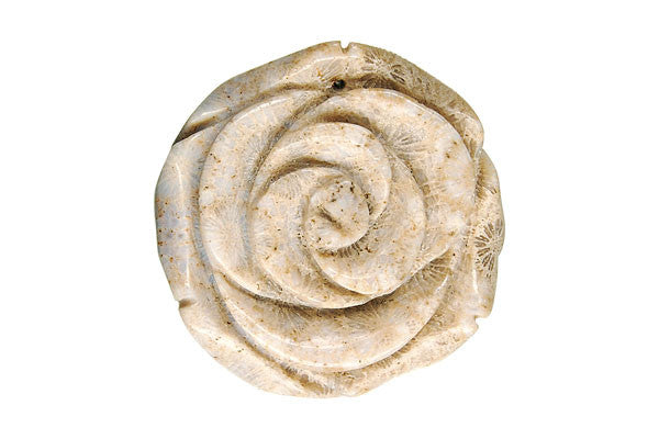 Pendant Fossil Coral Carved Rose
