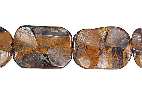 Tiger Iron (AAA) Wavy Rectangle Beads