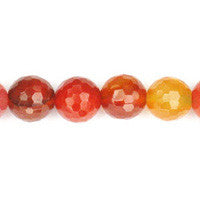 Red Agate Faceted Round Beads