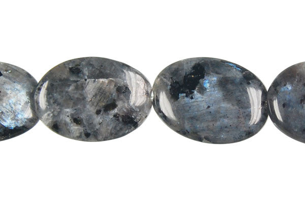 Larvikite Flat Oval Beads
