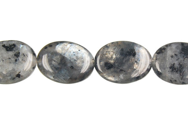Larvikite Flat Oval Beads