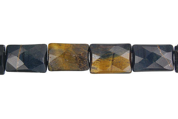Blue Tiger Eye Faceted Rectangle Beads