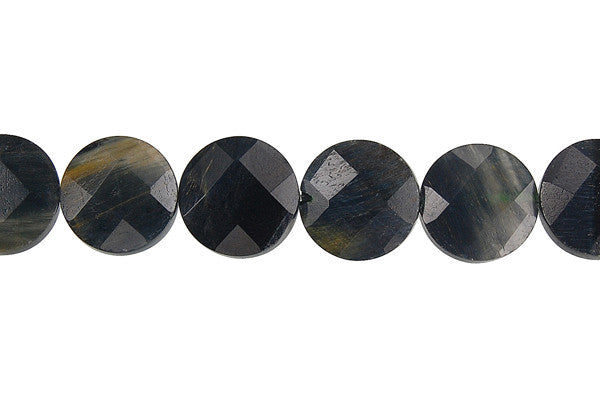 Blue Tiger Eye Faceted Coin Beads