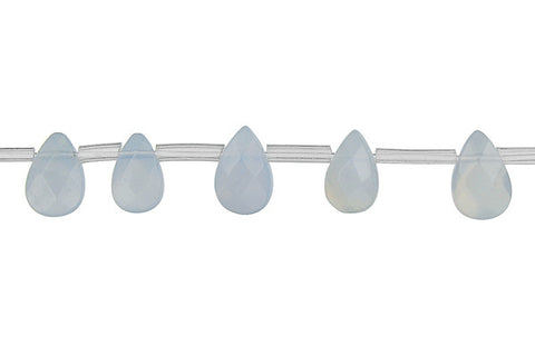 Blue Chalcedony Faceted Flat Briolette Beads