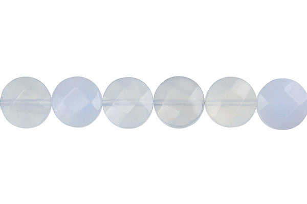 Blue Chalcedony Faceted Coin Beads