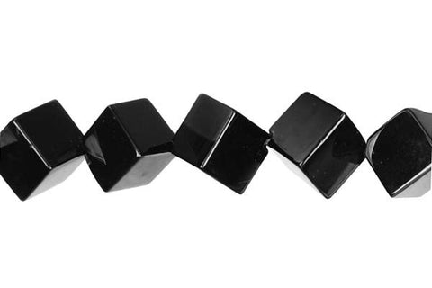 Black Onyx (AAA) Cube (Corner Drilled) Beads