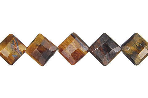 Tiger Eye Faceted Diamond Square Beads