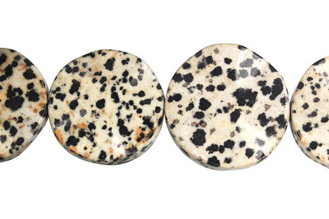 Dalmatian Jasper Wavy Coin Beads