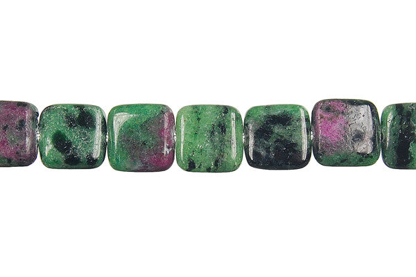 Ruby Zoisite Flat Square Beads