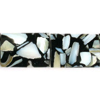 Shell (Black & White) Puffy Rectangle Beads